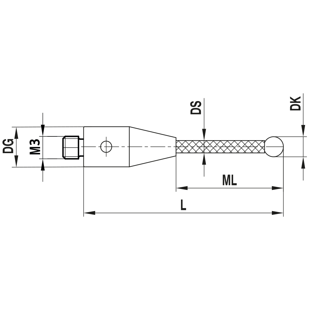 Drawing of product TC M3 040 05 075